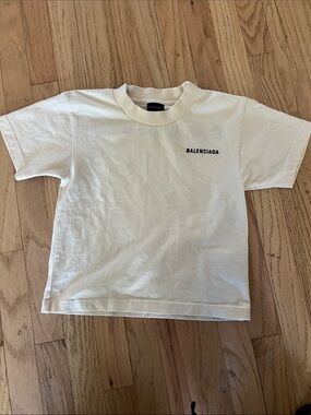 Balenciaga Kids Cream Short-Sleeve Logo Tee